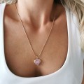 Naszyjnik  POZŁACANY serduszko kryształowe różowe rose gold