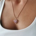 Naszyjnik  POZŁACANY serduszko kryształowe różowe rose gold
