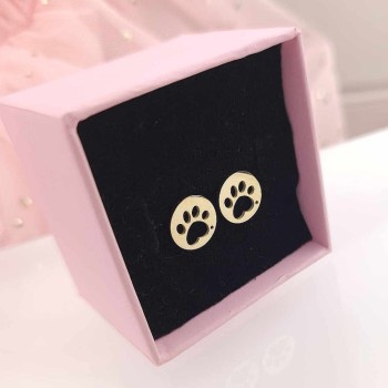 Kolczyki STAL CHIRURGICZNA SERDUSZKA PSIE ŁAPKI kolor złoty 