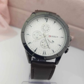 Zegarek męski analogowy na brązowym pasku 