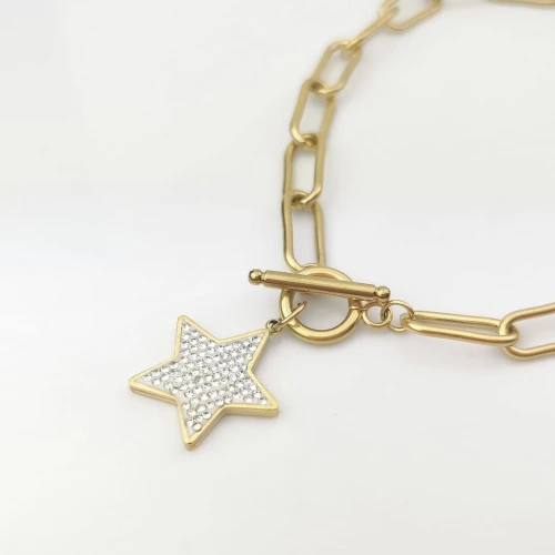 Naszyjnik choker STAL CHIRURGICZNA  łańcuch gwiazdka kolor złoty