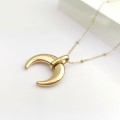 Naszyjnik ze STALI CHIRURGICZNEJ księżyc róg obfitości złote kuleczki