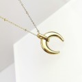 Naszyjnik ze STALI CHIRURGICZNEJ księżyc róg obfitości złote kuleczki