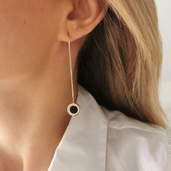 Kolczyki STAL CHIRURGICZNA czarne grecki wzór przeciagane  Blueberry