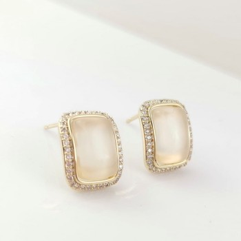 Kolczyki ze STALI CHIRURGICZNEJ klasyczne perłowe kryształki kolor złoty  