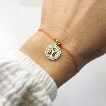  Bransoletka ze STALI CHIRURGICZNEJ drzewko szczęścia sznurek czerwony 