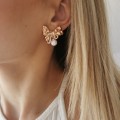 Kolczyki POZŁACANE kokardki z perłą rose gold