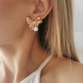 Kolczyki POZŁACANE kokardki z perłą rose gold