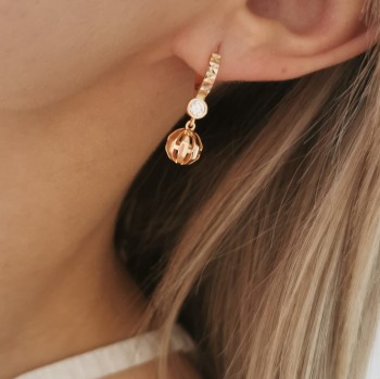 Kolczyki POZŁACANE kulka kryształ rose gold  