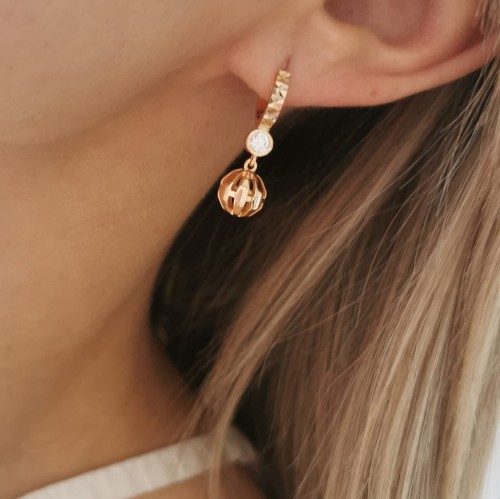 Kolczyki POZŁACANE kulka kryształ rose gold