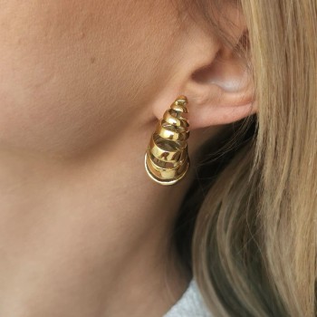 Kolczyki ze STALI CHIRURGICZNEJ łezki ażurowy wzór kolor złoty 