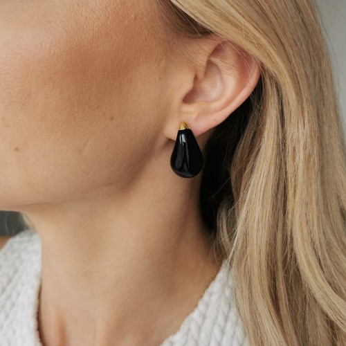 Kolczyki ze STALI CHIRURGICZNEJ krople czarne emaliowane