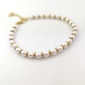 Złota bransoletka STAL CHIRURGICZNA perły złote koraliki