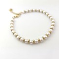 Złota bransoletka STAL CHIRURGICZNA perły złote koraliki
