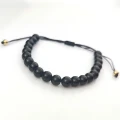 Bransoletka ze STALI CHIRURGICZNEJ czarne koraliki zaciągana