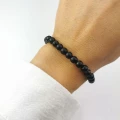 Bransoletka ze STALI CHIRURGICZNEJ czarne koraliki zaciągana