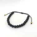Bransoletka ze STALI CHIRURGICZNEJ czarne koraliki zaciągana