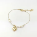 Bransoletka ze STALI CHIRURGICZNEJ serduszko perły kolor złoty Blueberry
