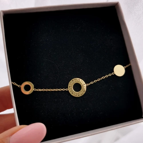 Bransoletka POZŁACANA STAL blaszki grecki wzór kolor złoty