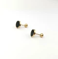 Kolczyki STAL CHIRURGICZNA okrągłe czarny środek kolor złoty