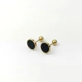 Kolczyki STAL CHIRURGICZNA okrągłe czarny środek kolor złoty
