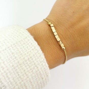  Bransoletka ze STALI SZLACHETNEJ kostki żmijka kolor złoty 