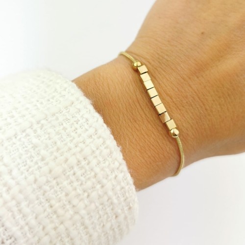 Bransoletka ze STALI SZLACHETNEJ kostki żmijka kolor złoty