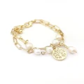 Bransoletka POZŁACANA perły naturalne drzewko szczęścia