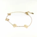 Złota bransoletka  ze STALI CHIRURGICZNEJ koniczynki kryształy