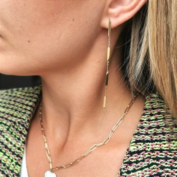 Kolczyki STAL CHIRURGICZNA łańcuszki długie wiszące kolor złoty 