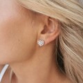 Kolczyki POZŁACANE serduszka perłowe rose gold