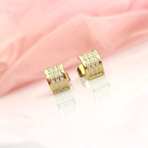 Kolczyki Premium STAL CHIRURGICZNA szersze kryształki kolor złoty Blueberry