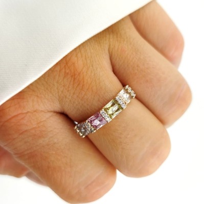  Pierścionek POZŁACANY obrączka kolorowe kryształy kolor złoty 