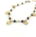 Złota bransoletka STAL CHIRURGICZNA serduszka czarne koraliki Blueberry