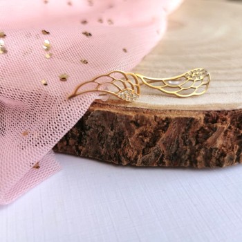 Kolczyki Nausznice STAL CHIRURGICZNA  Skrzydła kryształy