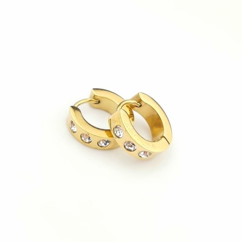 Kolczyki ze STALI CHIRURGICZNEJ koła małe kryształy kolor złoty