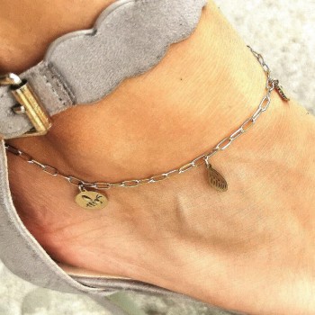 BLUEBERRY Bransoletka na nogę STAL CHIRURGICZNA Zawieszki Pszczoła skrzydła kwiat kolor złoty