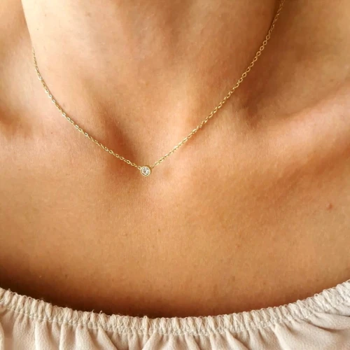 Naszyjnik STAL CHIRURGICZNA  zawieszka kryształ krawatka kolor złoty