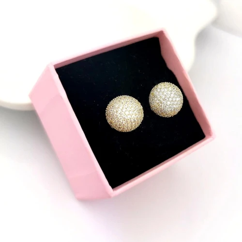 Złote kolczyki PREMIUM ze STALI CHIRURGICZNEJ kulka kryształowa