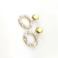 Kolczyki  ze STALI CHIRURGICZNEJ koła perły z kryształami kolor złoty