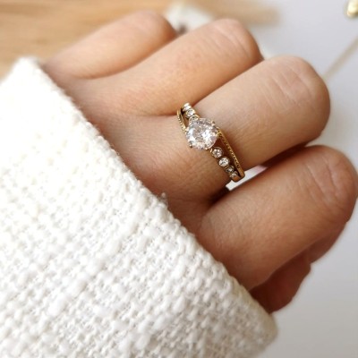 Pierścionek STAL CHIRURGICZNA zaręczynowy kryształ 