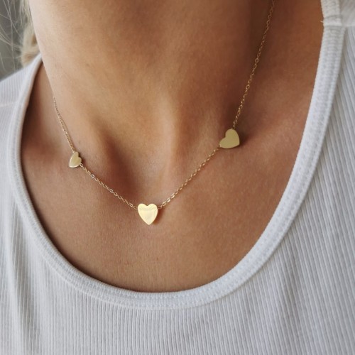 Złoty naszyjnik ze STALI CHIRURGICZNEJ serduszka