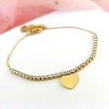 Złota bransoletka ze STALI CHIRURGICZNEJ serce kryształki