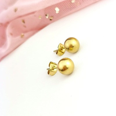 Złote kolczyki STAL CHIRURGICZNA kulki duże klasyczne 