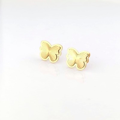 Kolczyki STAL CHIRURGICZNA  motyle frezowane kolor złoty 