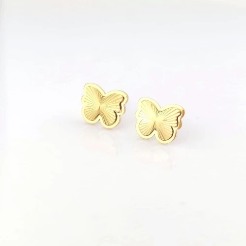 Kolczyki STAL CHIRURGICZNA  motyle frezowane kolor złoty