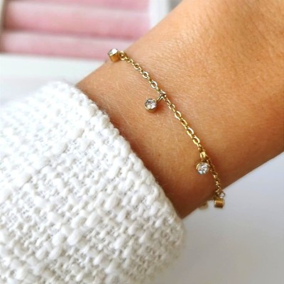 Bransoletka z kryształami ze STALI CHIRURGICZNEJ złota 