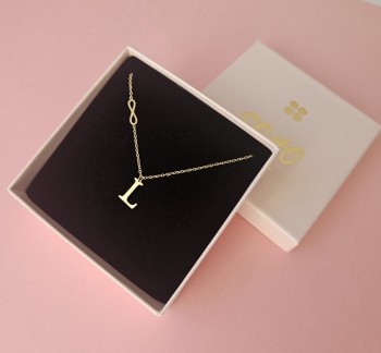 Naszyjnik litera L STAL CHIRURGICZNA Literka mała nieskończoność kolor złoty  