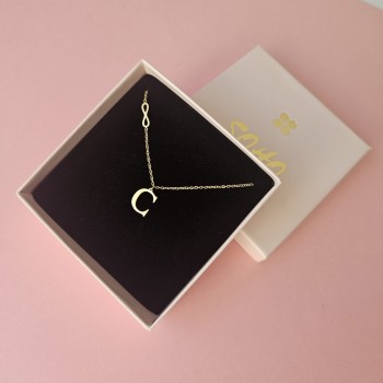 Naszyjnik litera C STAL CHIRURGICZNA Literka mała nieskończoność kolor złoty 