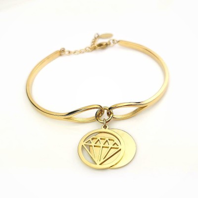 Bransoletka Premium STAL CHIRURGICZNA półsztywna diament kolor złoty